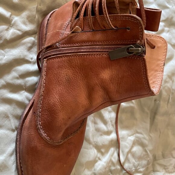 Chocolat Blu Leather Brown Boho Ankle Booties Size 38 7.5 - Picture 4 of 14
